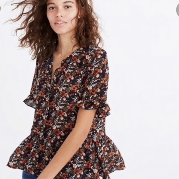 Madewell silk floral peplum top - Picture 1 of 12